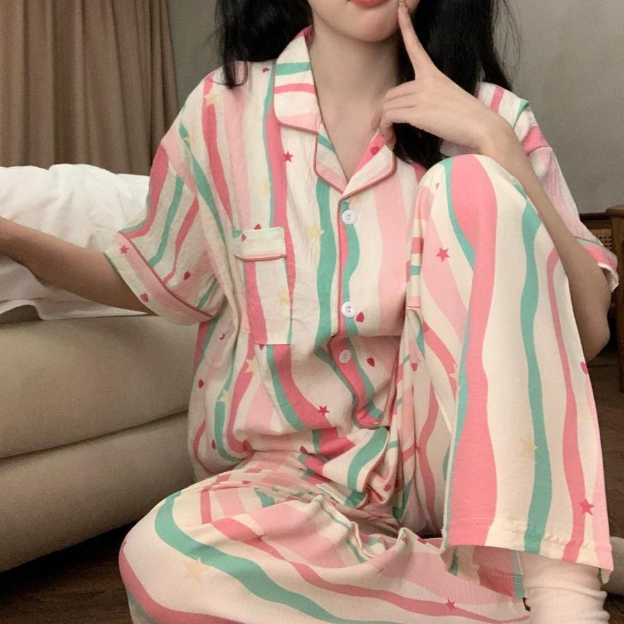 120G nubes de algodón pijama ropa para el hogar manga corta pantalones largos set TK pedidos de comercio exterior transfronterizo del sudeste asiático