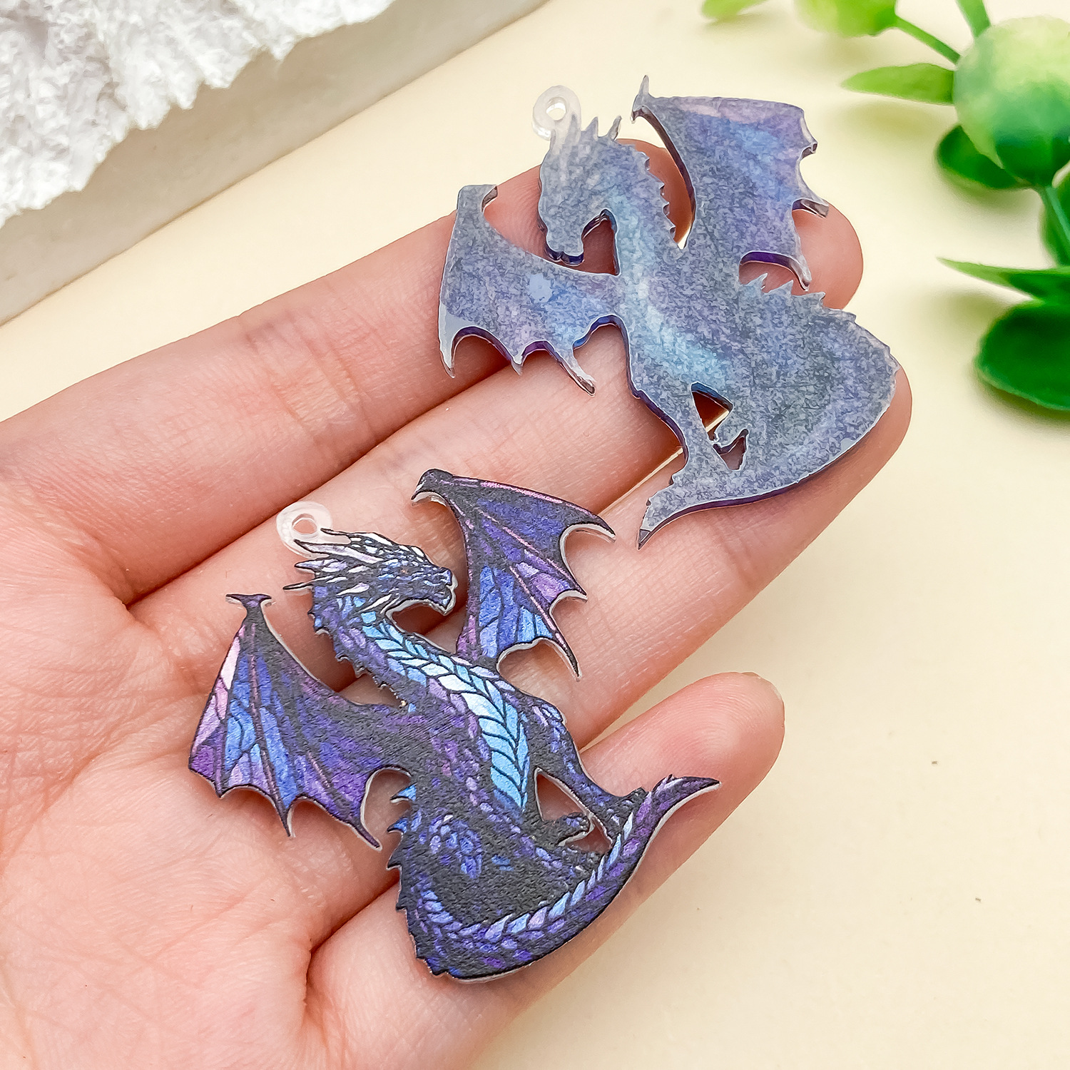 23937-QX-蓝色亚克力双面印花暗黑恐龙40x37x2m