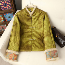 中老年新国风绸缎棉服2025秋冬加厚保暖立领盘扣棉衣外套国风轻薄