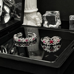 輕奢交叉幾何星星開口戒指女甜酷高級感ins冷淡風時尚百搭食指戒