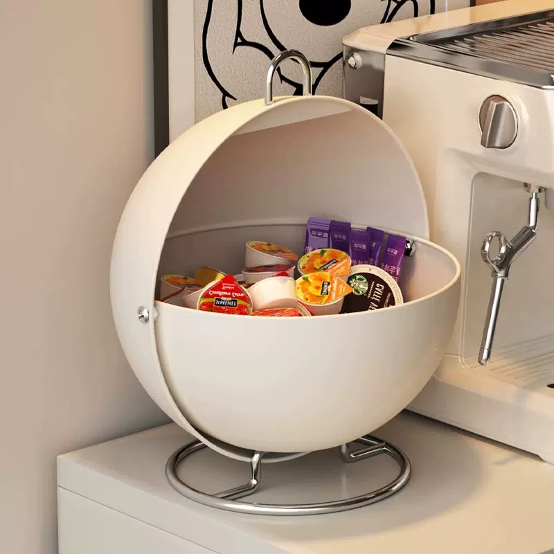 咖啡胶囊圆形收纳架 玄关客厅桌面置物盒 水吧台置物架桌面糖果盘