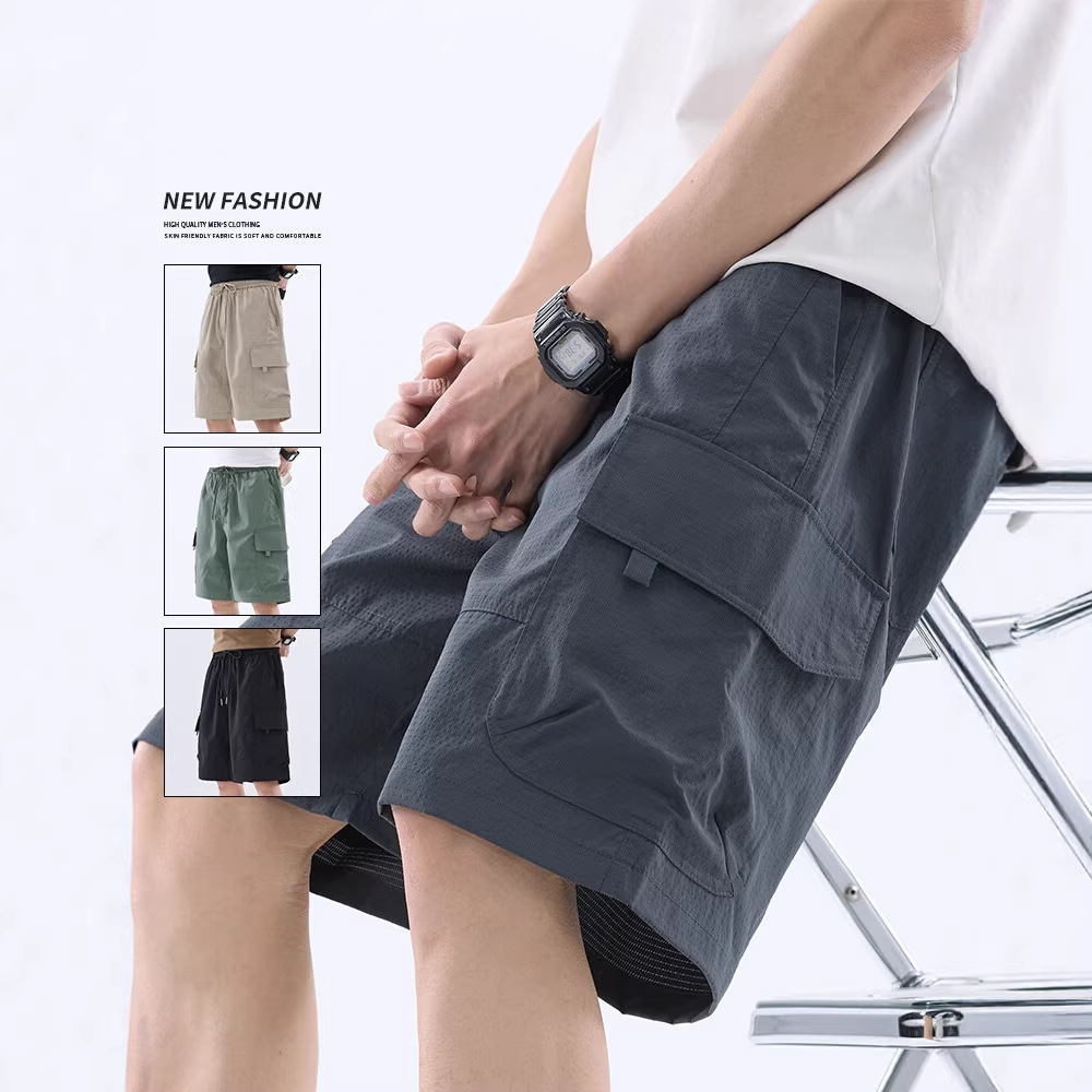 Ice Silk Work Shorts for Men, Summer Thin Quick-Dry Mid-Length Pants, 2026 New Style, Loose Straight Five-Point Pants for Men