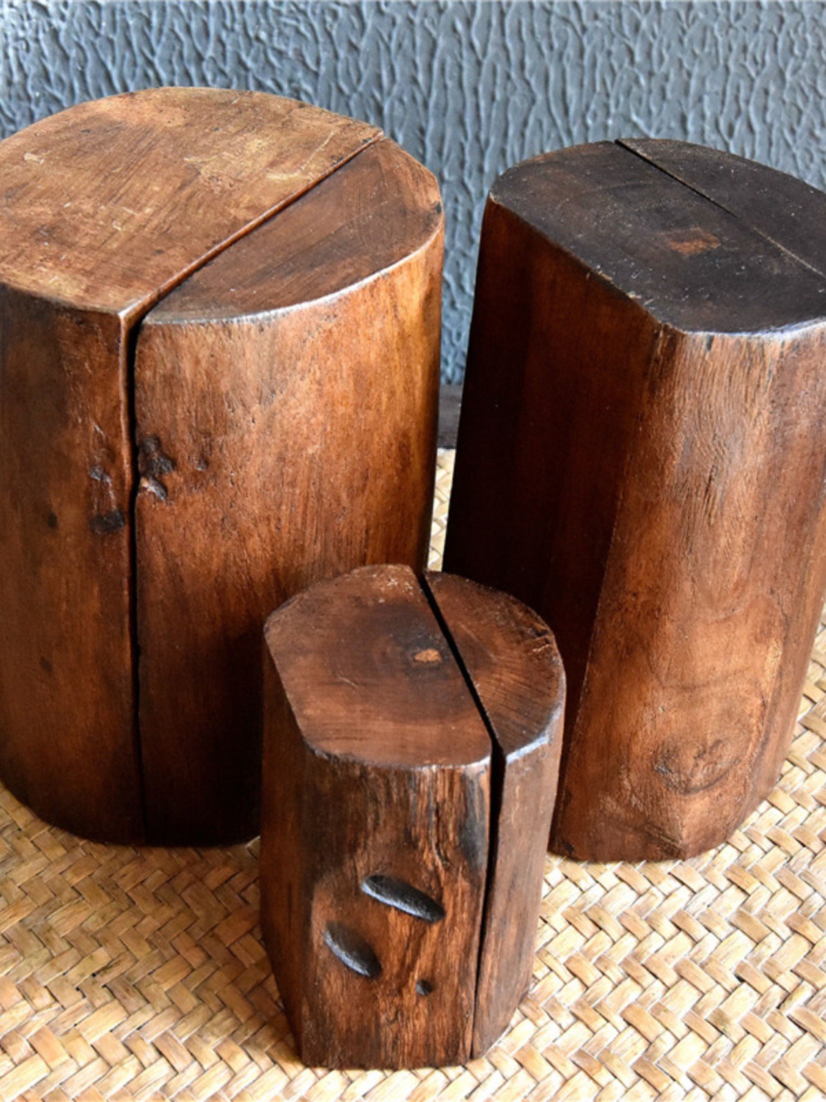 泰国实木首饰盒收纳盒木雕复古风整木原木自然风家居饰品