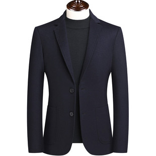 Autumn and winter men's 100% wool suit middle-aged casual Korean woolen suit thickened coat QMF8201