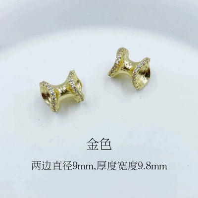 Color-Preserving Zircon Inlay Irregular Double-Headed Flower Bead Spacer Crystal DIY Handmade Bracelet Materials Accessories (Zərgərlik ara hissələri) - gold-one