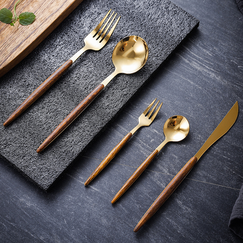 Cuchillo de baquelita creativo, tenedor y cuchara haya cuchillo de filete occidental Tenedor de fruta cuchara de café