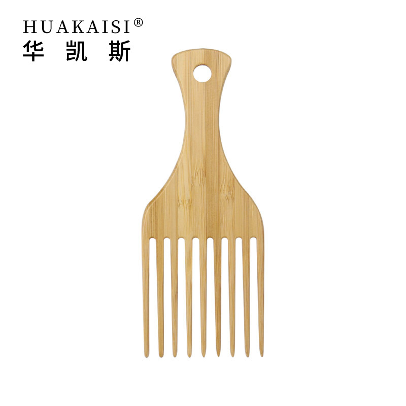 Huakis-남성용 대나무 오일 헤드 큰 뒤 머리 모양 삽입 빗 넓은 치아 질감 곱슬 머리 스트레이트 헤어 빗