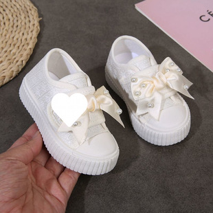Children's White Shoes for Children's Day Activities Girls Breathable Dance Shoes 2025 Spring and Summer New Girls Running Sports Shoes