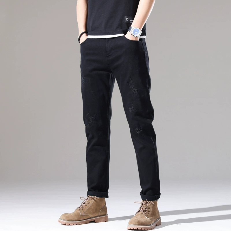 Elite denim fitted black trousers