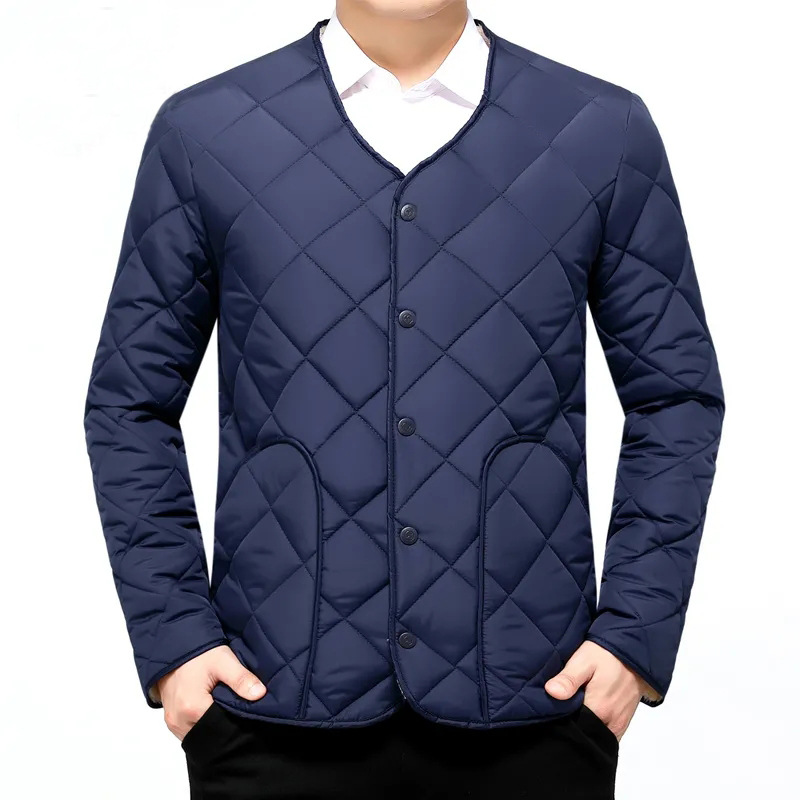 Abrigo de algodón acolchado de mediana edad y anciano 2023 Otoño e Invierno Nuevo abrigo cálido informal acolchado de algodón grueso con forro polar para hombres