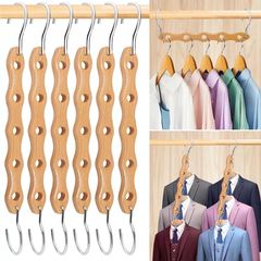 木製衣類ラック 5 穴家庭用キャビネット吊り下げ衣料品店家庭用省スペース衣類ラック多孔質耐久性のある収納