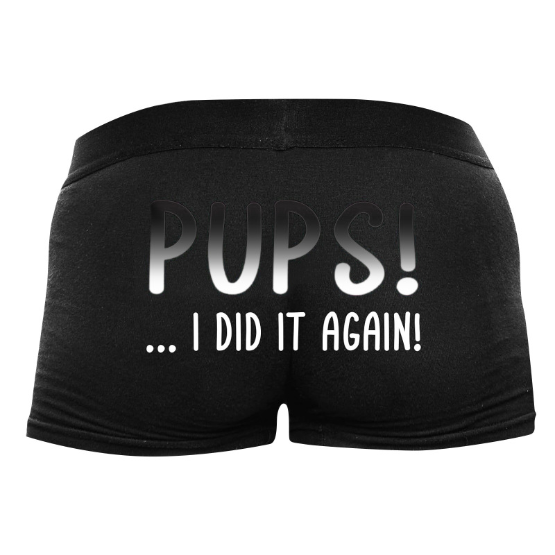 Pure Black 3D Printed Letter Personality Men's Underwear Breathable Mid-Waist Adult Underwear Boxer Superfine Polyester Swim Trunks