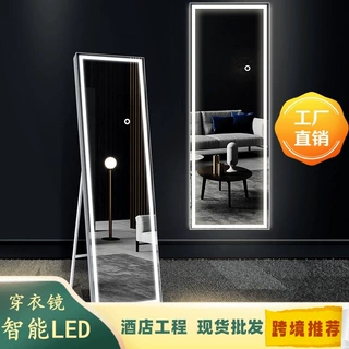 镜子led女生落地壁挂两用落地式三色壁挂式光挂墙现代简约家用