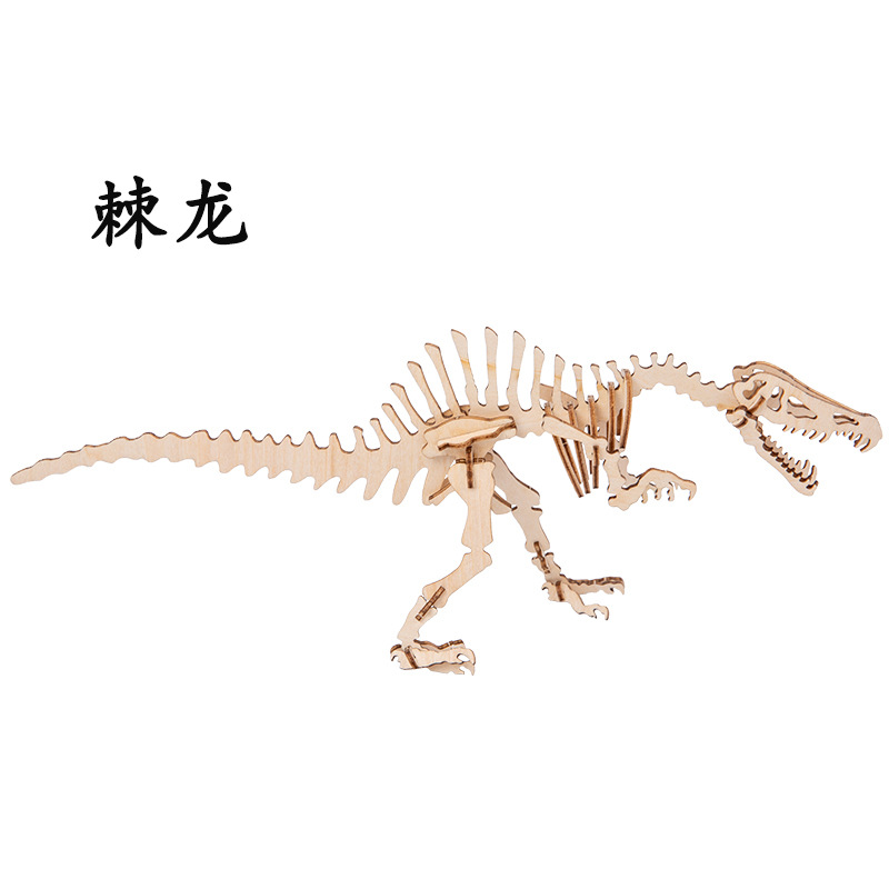Puzzles de dinosaurio de madera creativos hechos a mano modelo 3D puzzle tridimensional regalos de vacaciones juguetes de madera al por mayor
