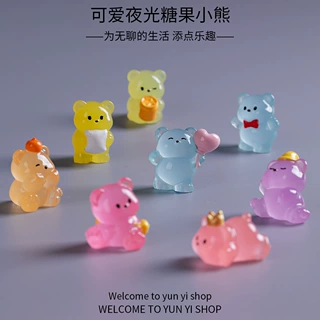 微景观摆件可爱夜光糖果小熊车载装饰品盲袋树脂工艺品小摆件批发