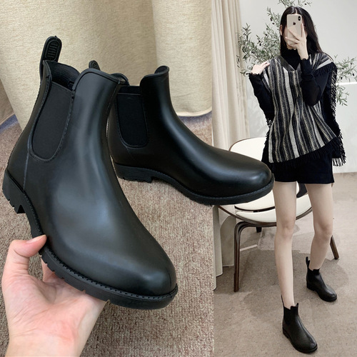 Cross-border fashion Chelsea short boots women's elastic rain boots Martin boots anti-slip water boots rain boots adult clogs 