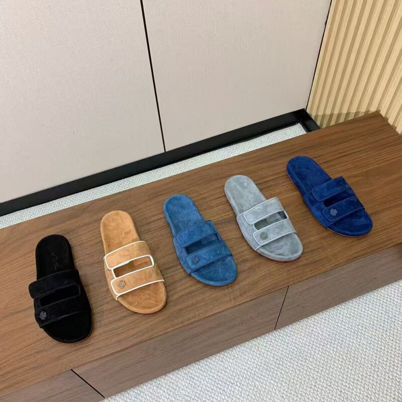 Authentic Lp Genuine Leather Men's Thick-Soled Casual Slippers, Comfortable Cow Suede Slip-On Slippers, High-End Trendy Men's Slippers