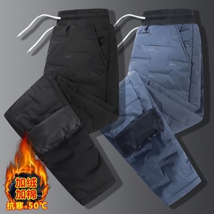 Winter New Men's Outdoor Thermal Cotton Pants with Fleece, Thickened Jogger Casual Long Pants, Korean Style Trendy