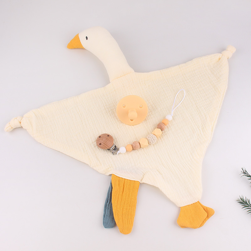 Baby algodón gaza toallas pacificantes marionetas cisne baby bow correa de cabello tetina cadena de cinco piezas caja