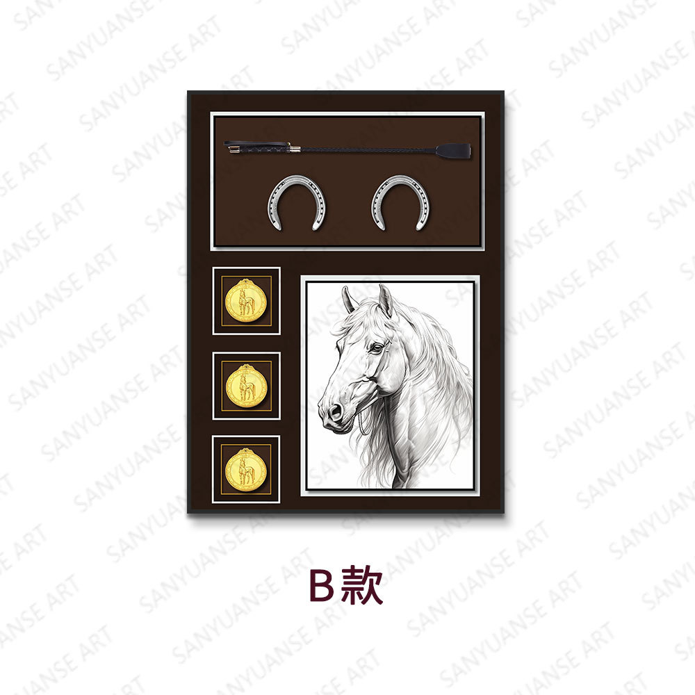 Instalación física tridimensional, pintura colgante, sala de modelos, entrada, pintura decorativa, sala de estar, mural retro europeo, arte creativo ecuestre