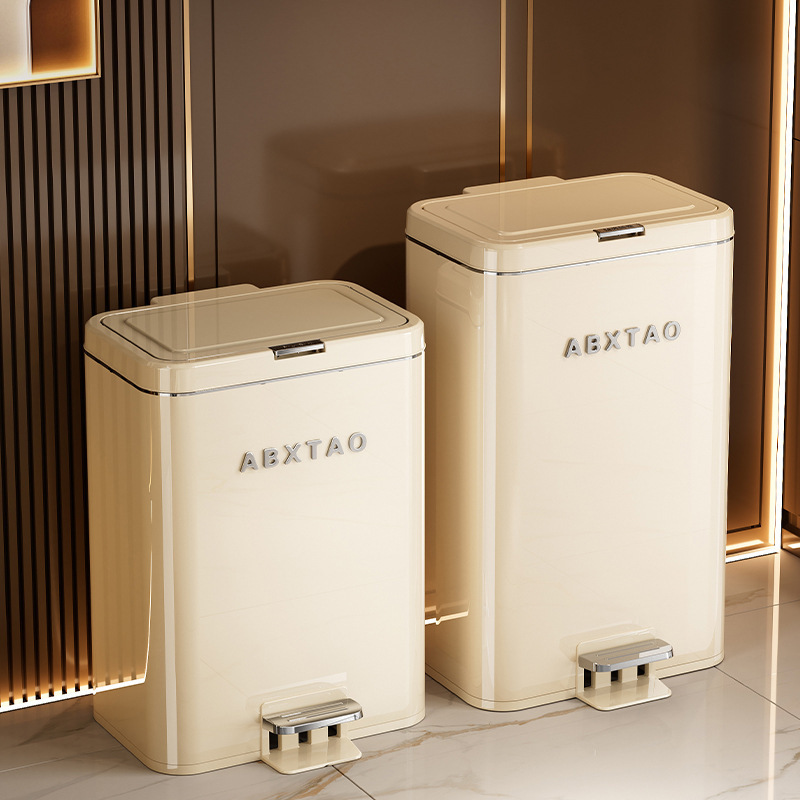Large Capacity Household Trash Can with Pedal and Dual Opening Lid, Suitable for Narrow Spaces, with Lid, for Living Room, Kitchen, Bedroom, Bathroom