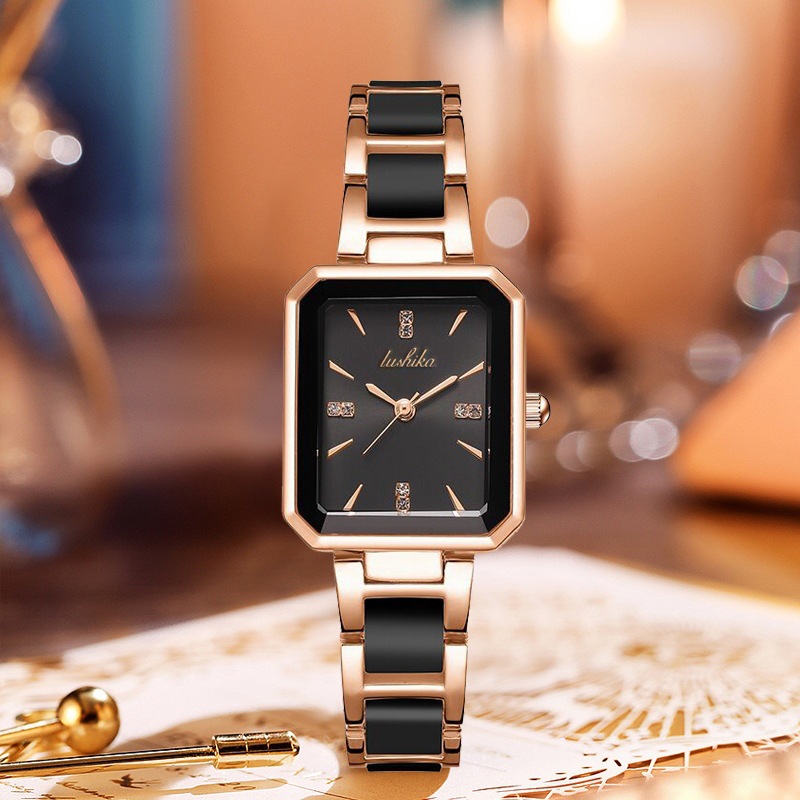 Women's Quartz Watch Square Luxury Business Ceramic Calendar_voghion.com