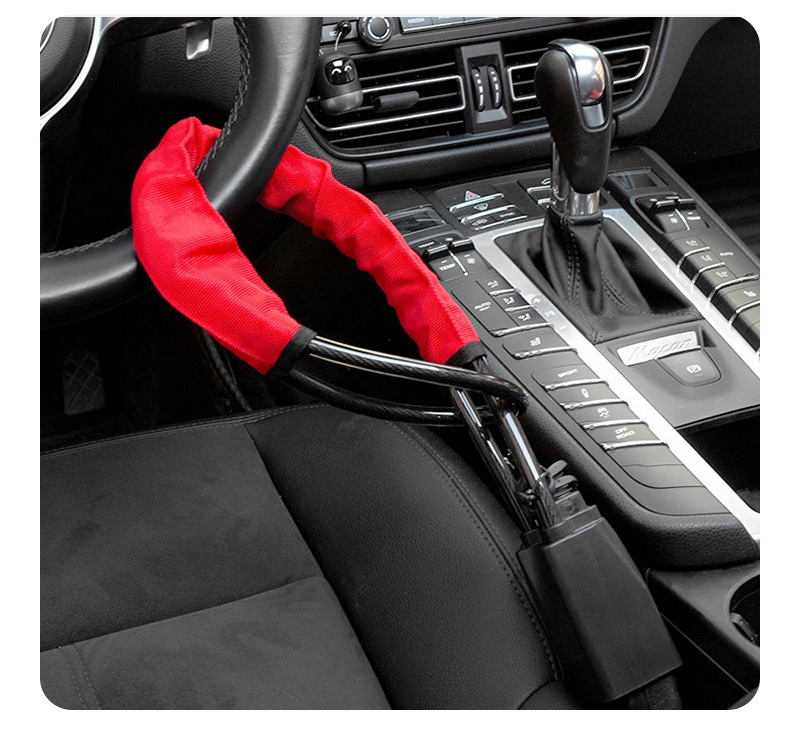 Car steering wheel lock, seatbelt buckle lock, car security anti-theft lock, retractable steel cable lock, wire rope lock