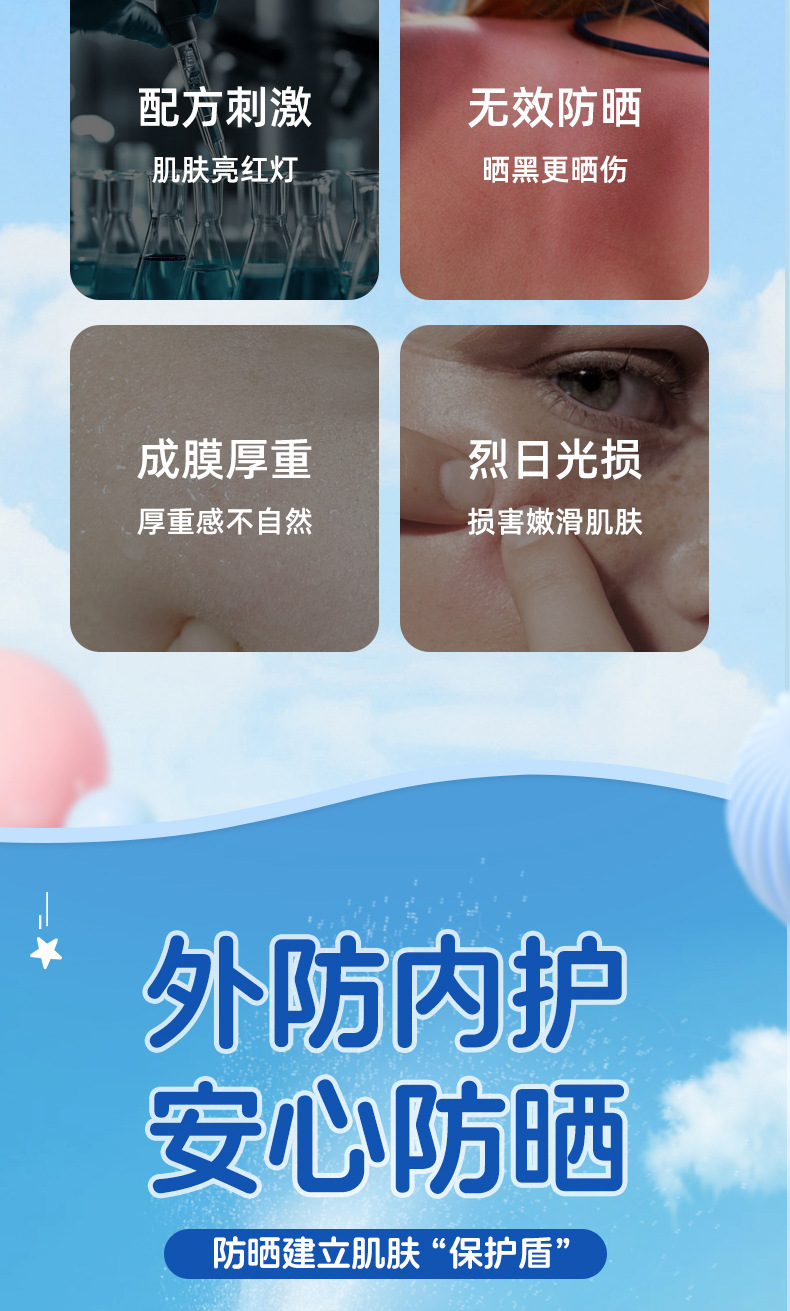 Sunscreen spray water for high-speed trains and planes, summer outdoor sunscreen water, military training UV protection, no greasy face Specification drawing
