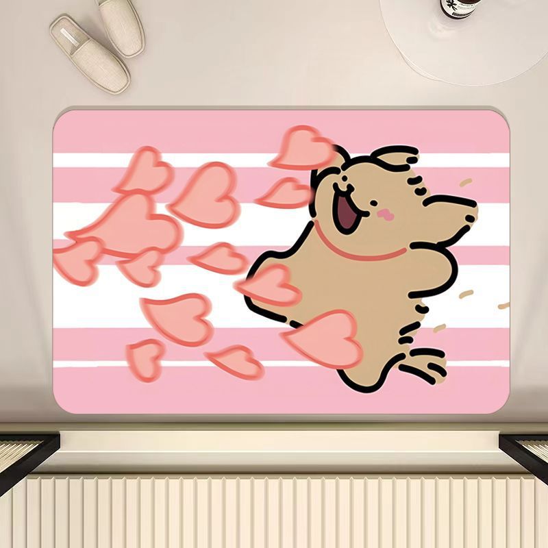 Cartoon Cute Bathroom Door Mat Non-Slip Mat Household Bathroom Absorbent Mat Quick-Drying Diatom Mud Floor Mat
