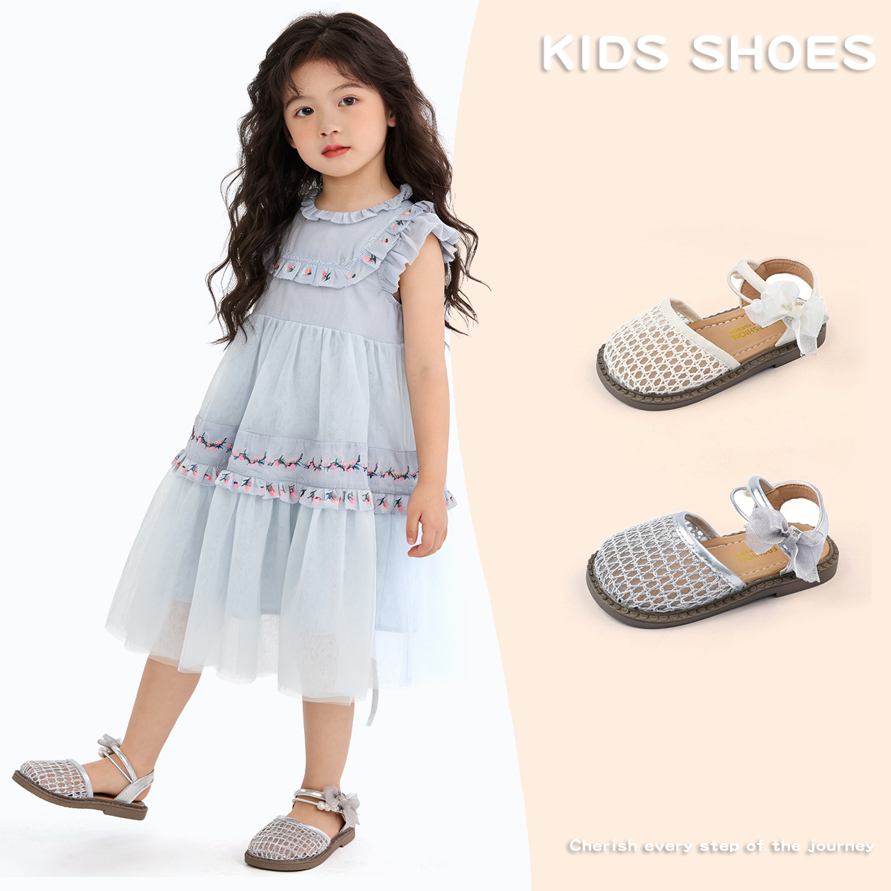Girls' Sandals 2026 New Summer Children's Shoes for Girls, Closed-Toe Woven Princess Shoes, Soft-Soled Shoes for Little Girls