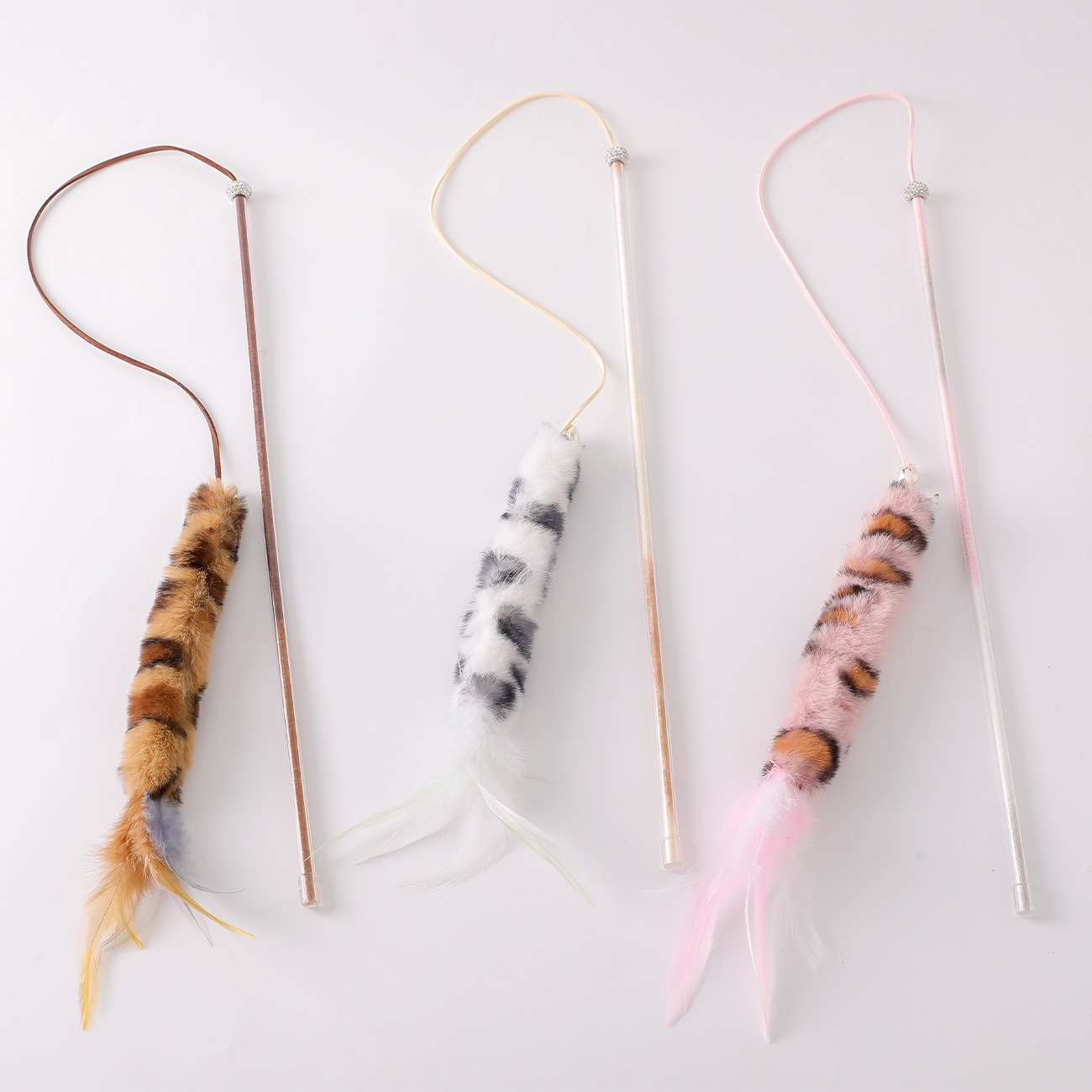 Hawo nuevo estampado de leopardo de peluche divertido gato palo sonido campana mascota auto-Hola juguete acrílico brillo tubo divertido gato varilla