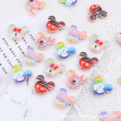 新しいアクリル両面カラー漫画ミッキーヘッド穴あきビーズ DIY ジュエリービーズ材料アクセサリー