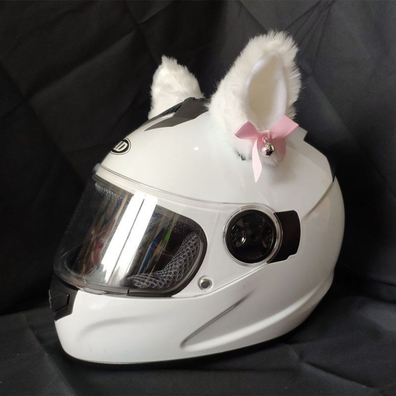 흰색 벨과 흰색 고양이 귀 한 쌍(헬멧은 포함되지 않음)