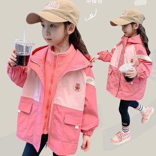 Girls' three-in-one thickened jacket hooded jacket spring and autumn 2024 New Baby Spring Children popular