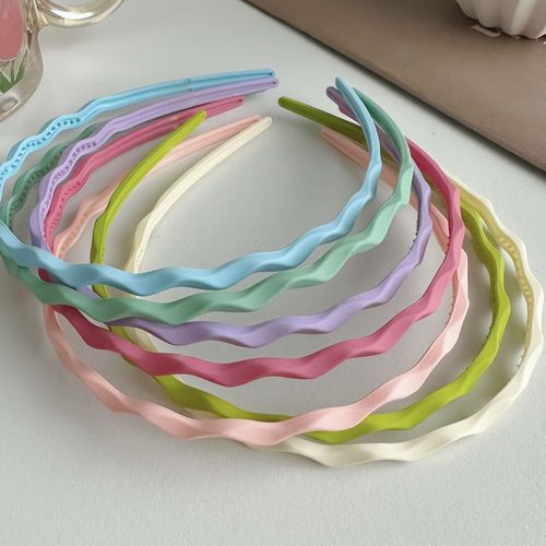 Dopamine sweet girl rainbow color thin hair hoop simple frosted wavy pattern tooth fixed broken hair face wash headband