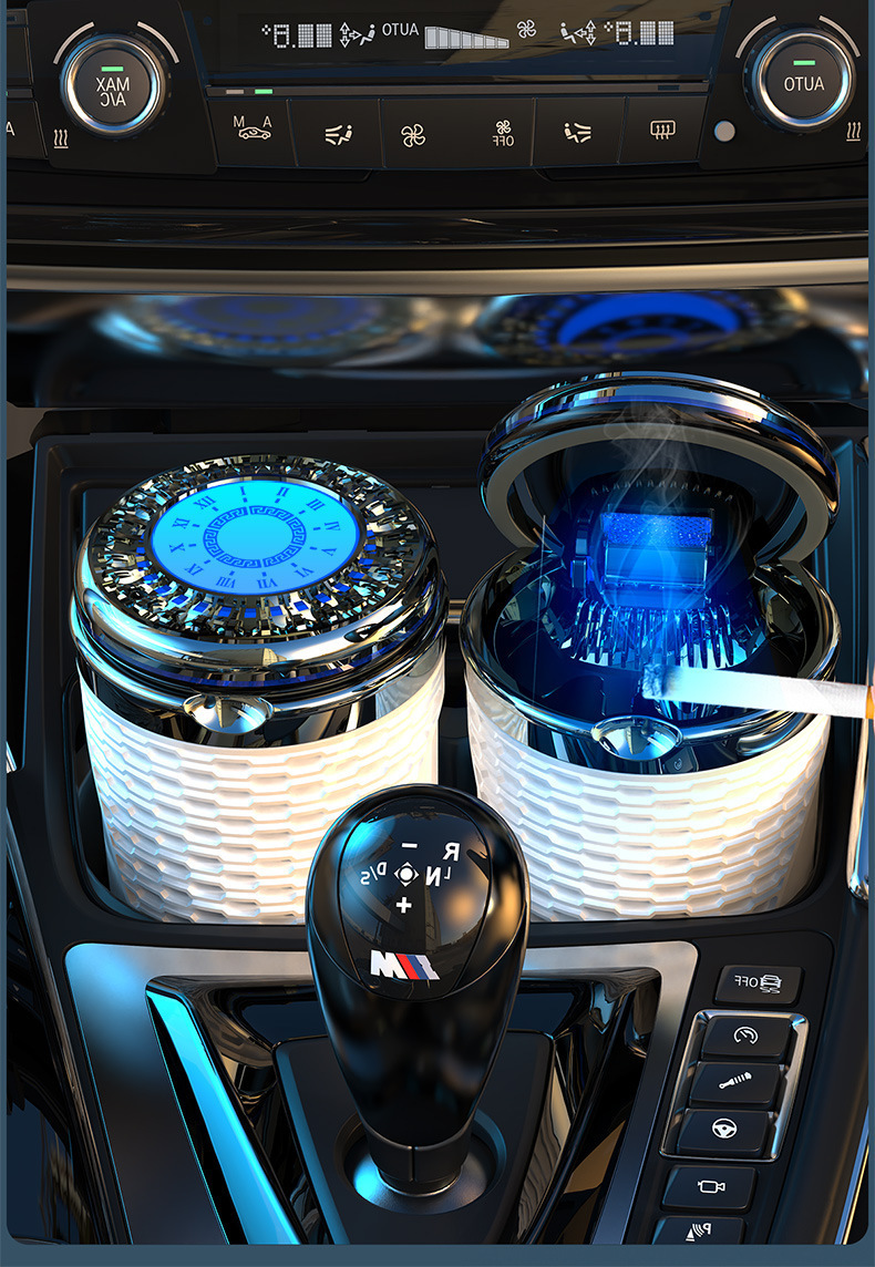 Car Ashtray, Creative Multi-Functional Automatic Male Car Ashtray with Cover, High-End Artifact, Car Interior Supplies