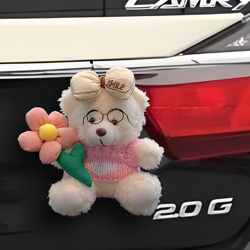 Colgante trasero de coche muñeco de oso de peluche lindo de dibujos animados decoración de maletero motocicleta decoración de bicicleta