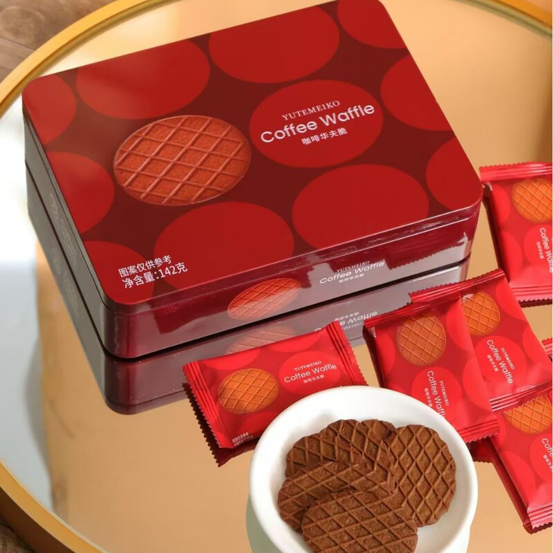 Haneda Mingguo Coffee Waffle Crisps 142g Tin Box Casual Snacks Office Tea Biscuits Dormitory Cravings