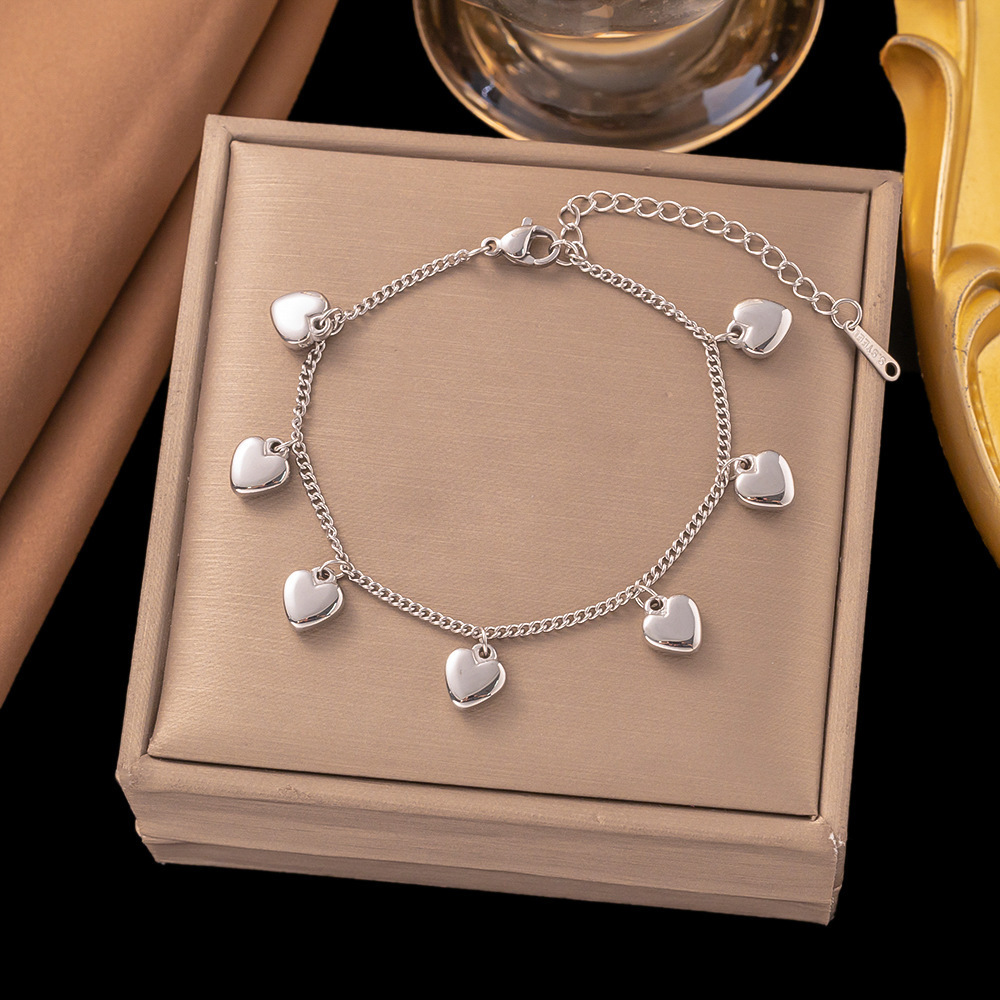 36【e91】seven hearts bracelet steel color