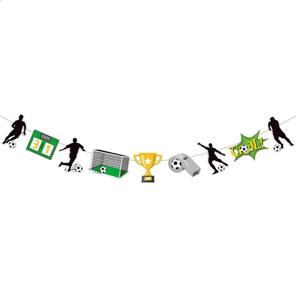 Transfronteriza fútbol tema fiesta de cumpleaños decoración traje fútbol cumpleaños bandera pastel decoración tarjeta inserción