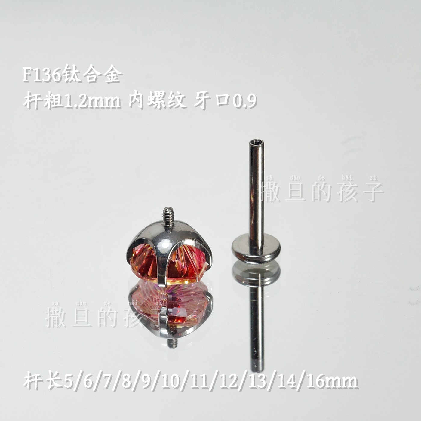 Pointed titanium steel lip stud product view