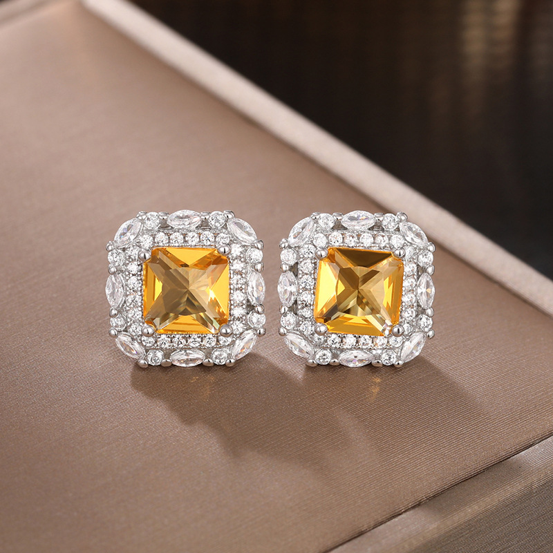 Zircon Crystal Stud Earrings For Men And Women Elegant Style_voghion.com