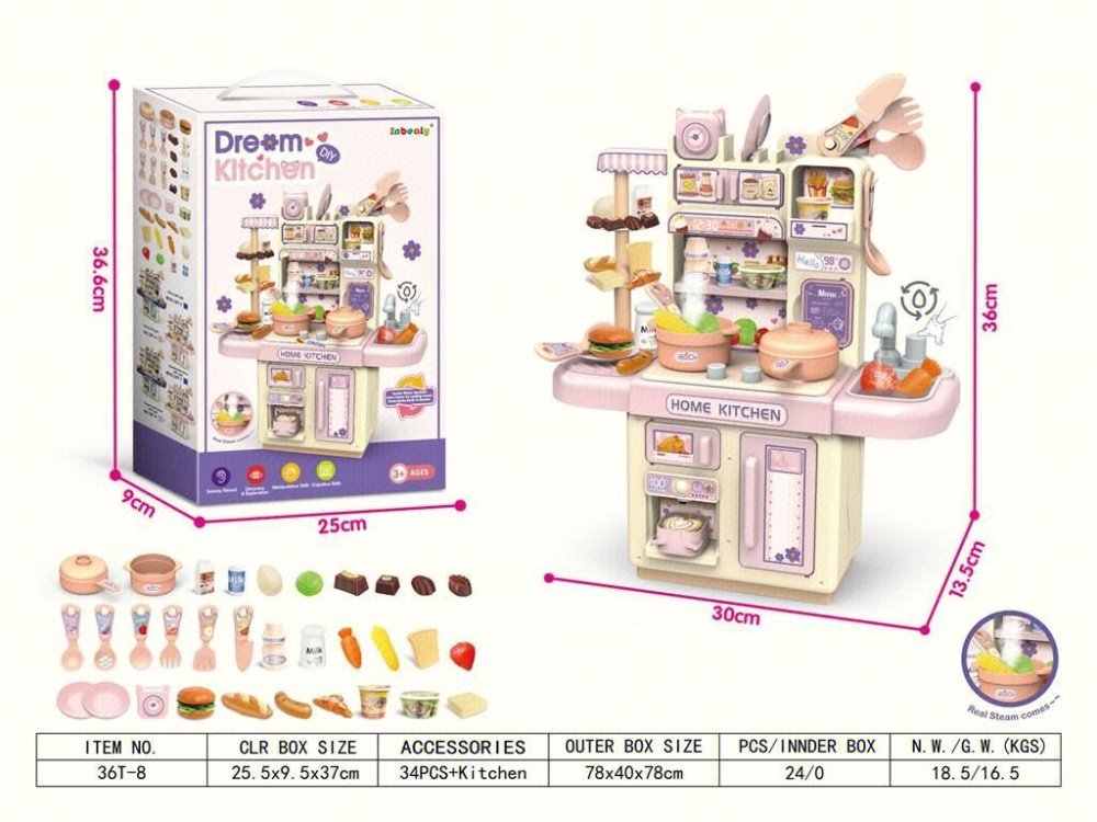 Juguetes infantiles transfronterizos en casa mesa de comedor juguetes de cocina simulación de cocina con iluminación de humo para niños y niñas