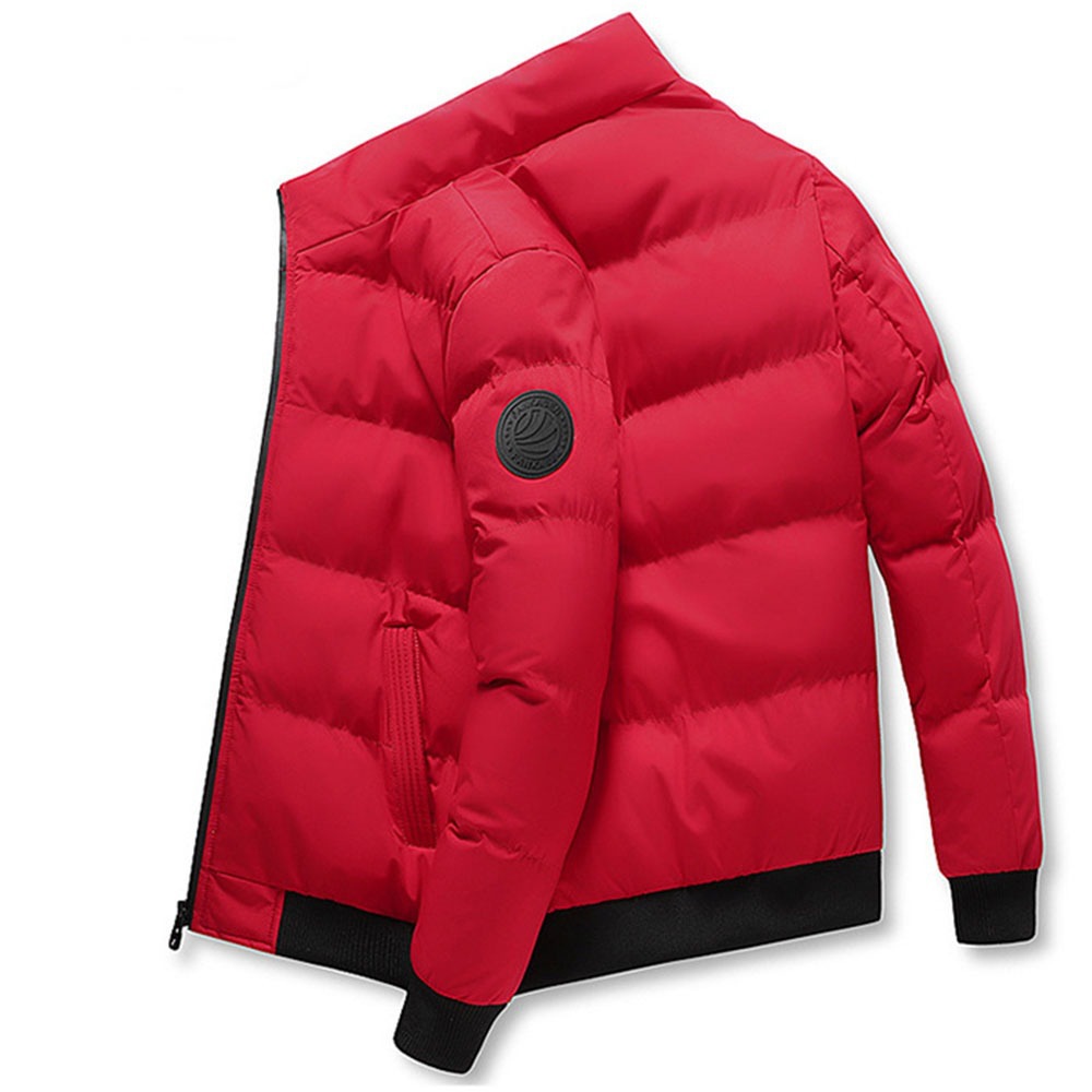 2023 Winter Standing Collar Solid Casual Men's Warm Cotton Coat_voghion.com