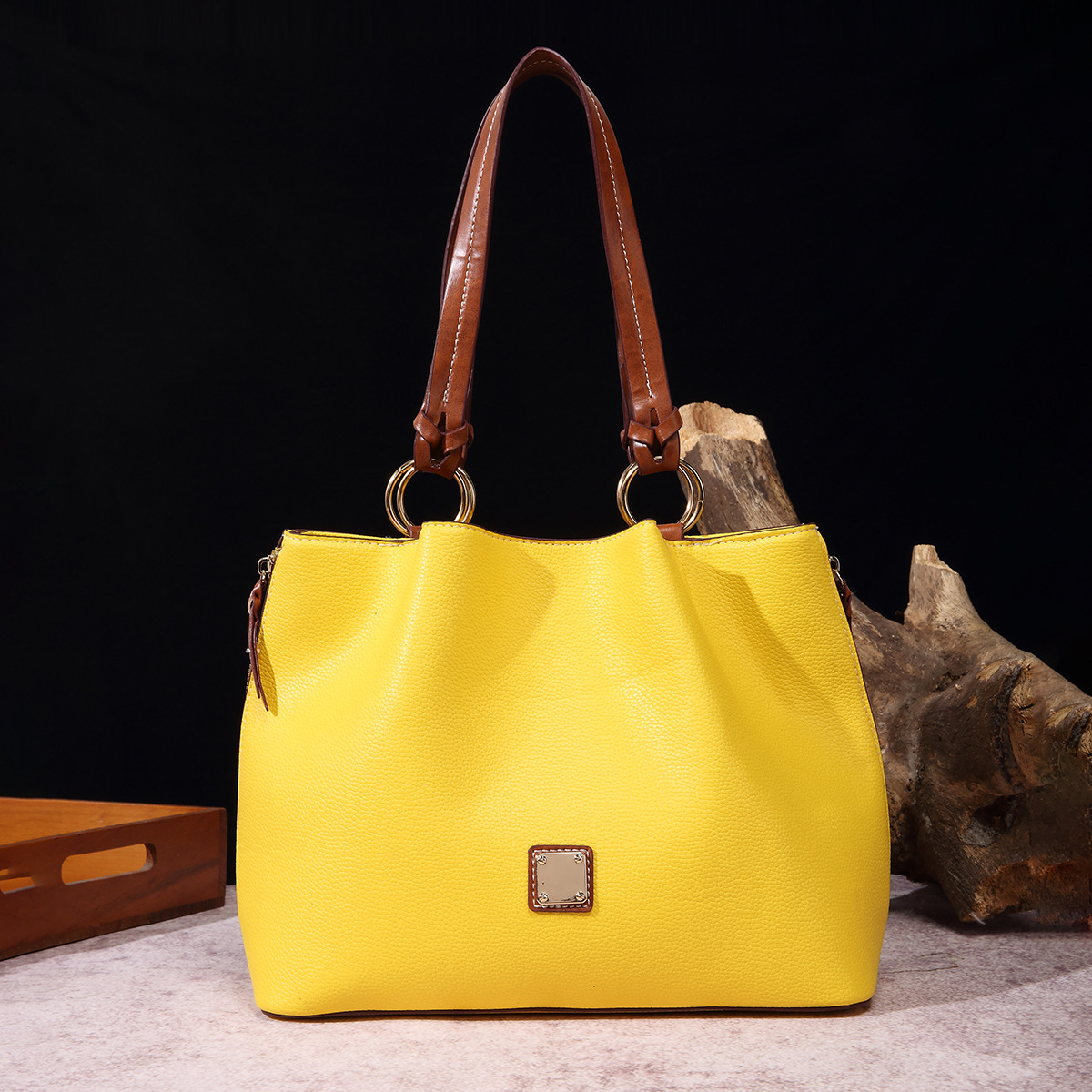 Retro Pebble Lychee Particle Texture Single Shoulder Mother-in-law Women's Bag Large Capacity_voghion.com