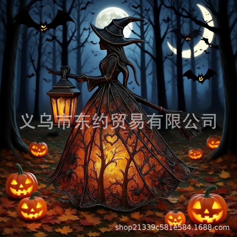 跨境新款女巫万圣节布置摆件女巫桌面台灯 Halloween Witch Lamp|undefined
