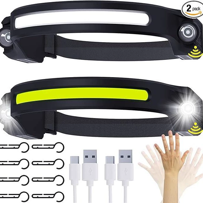 Многофункциональная двойная головная индукционная головная лампа COB светодиодная двойная лампа на открытом воздухе USB зарядка ночная фара