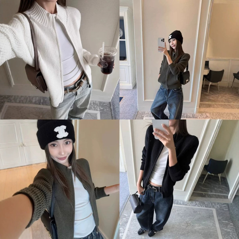 Waffle Knit Cardigan for Women, Solid Color, Basic, Simple, Slimming, Versatile, Zipper Sweater Waffle Knit Cardigan for Women, Solid Color, Basic, Simple, Slimming, Versatile, Zipper Sweater