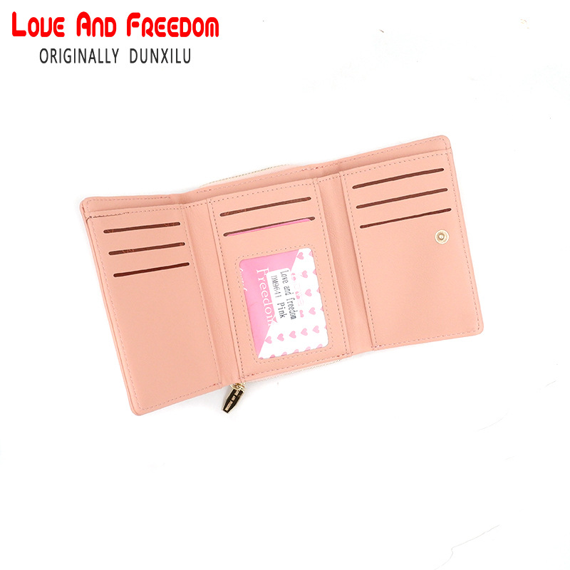 Cartera Corta para Mujer de Estilo Coreano con Cremallera y Múltiples Tarjeteros