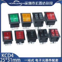 Kcd 25*31mm船型スイッチ4脚6脚2段赤緑黄帯灯16a 250v